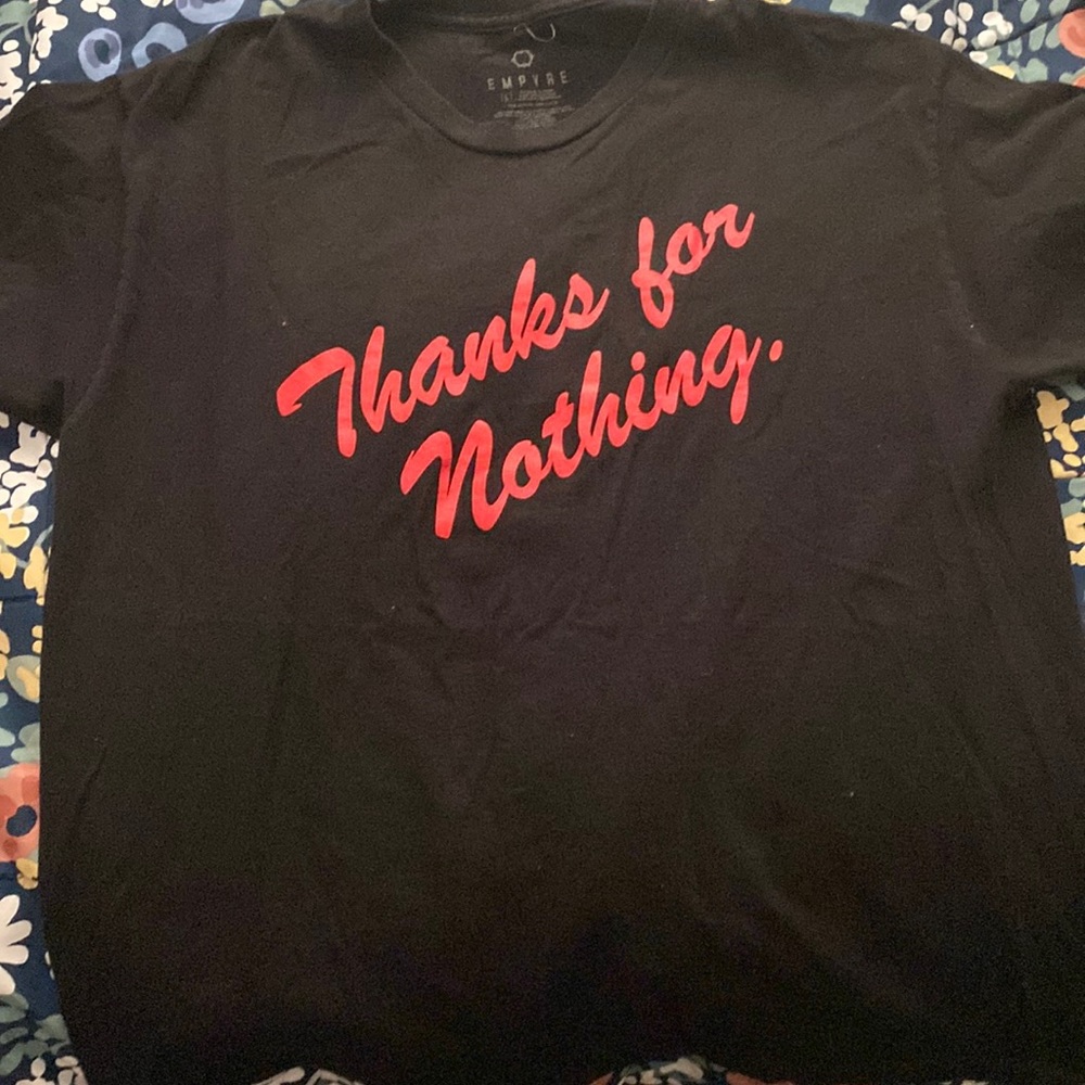 black graphic tee